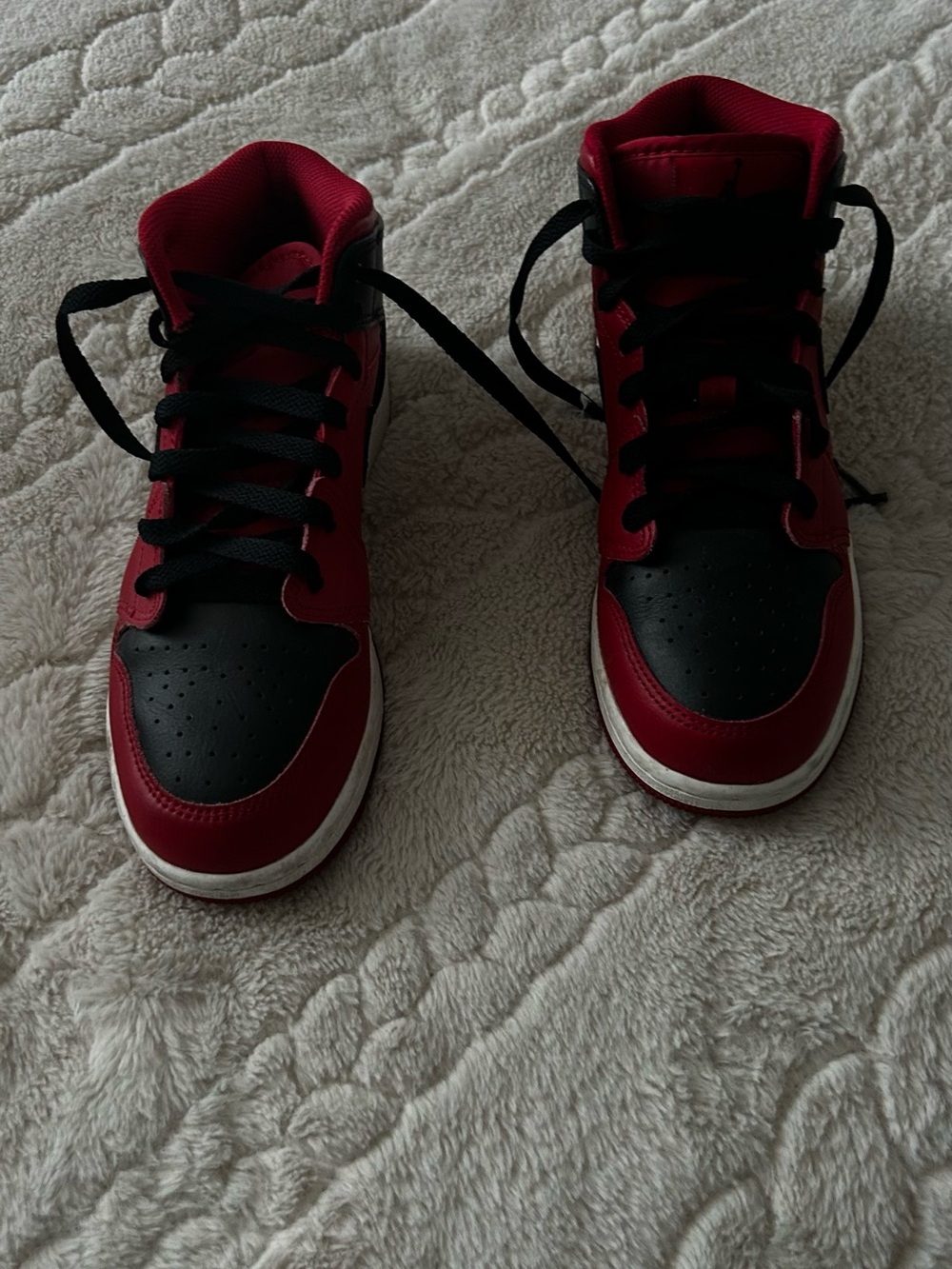Jordan Youth High-Top Sneakers in Red and Black